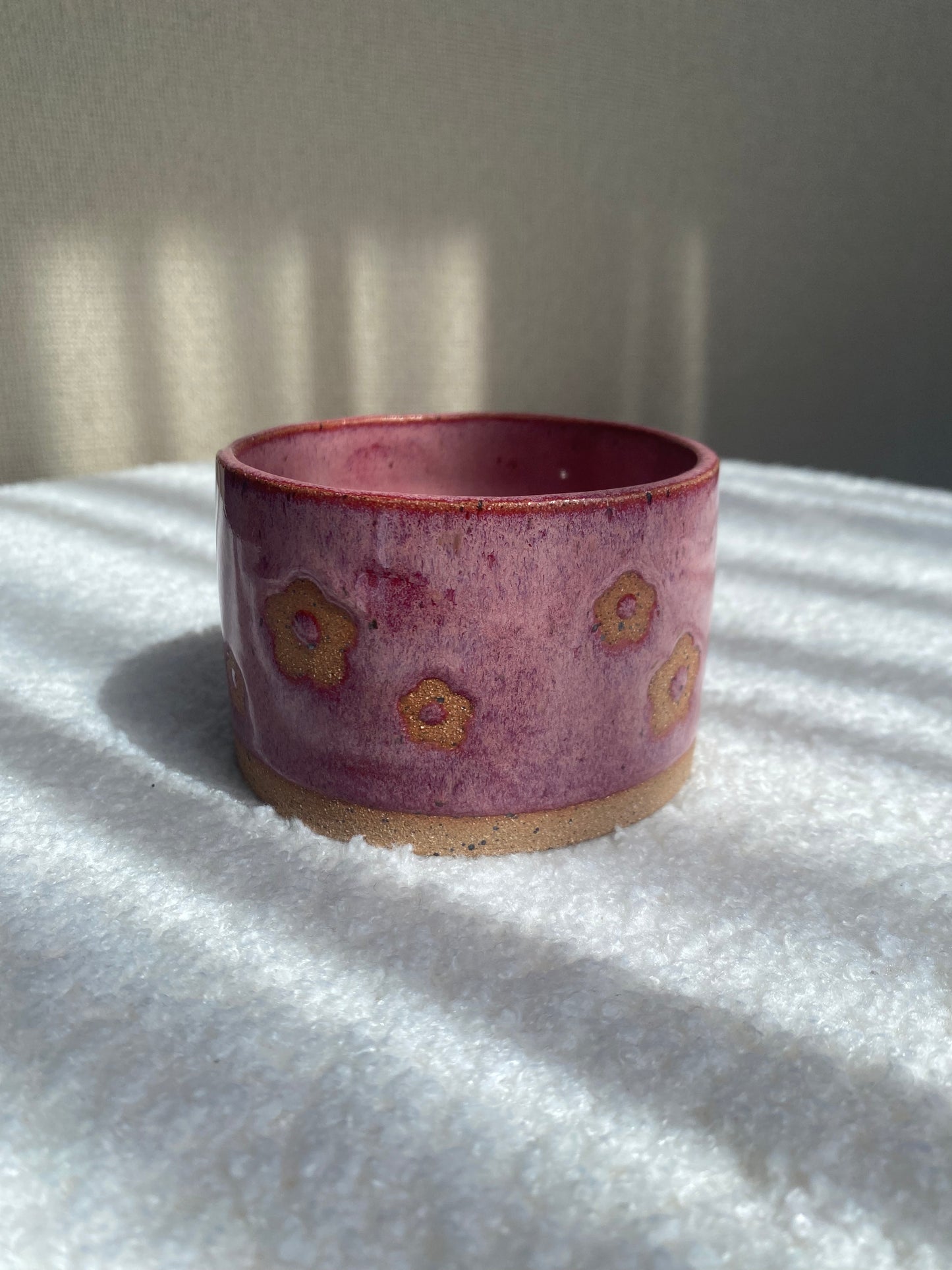 Pink flower pattern planter