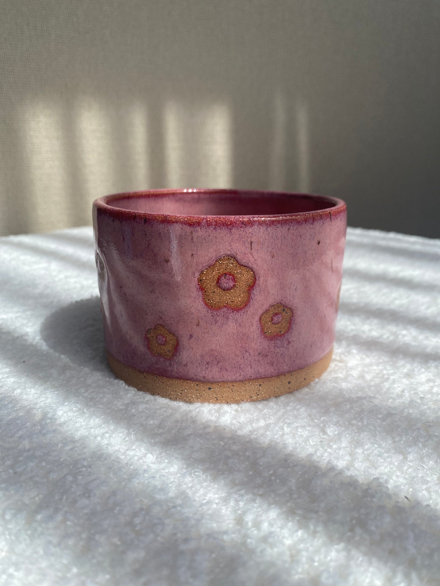 Pink flower patterned planter/bowl