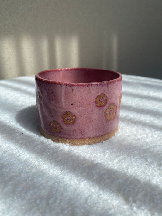 Pink flower pattern planter