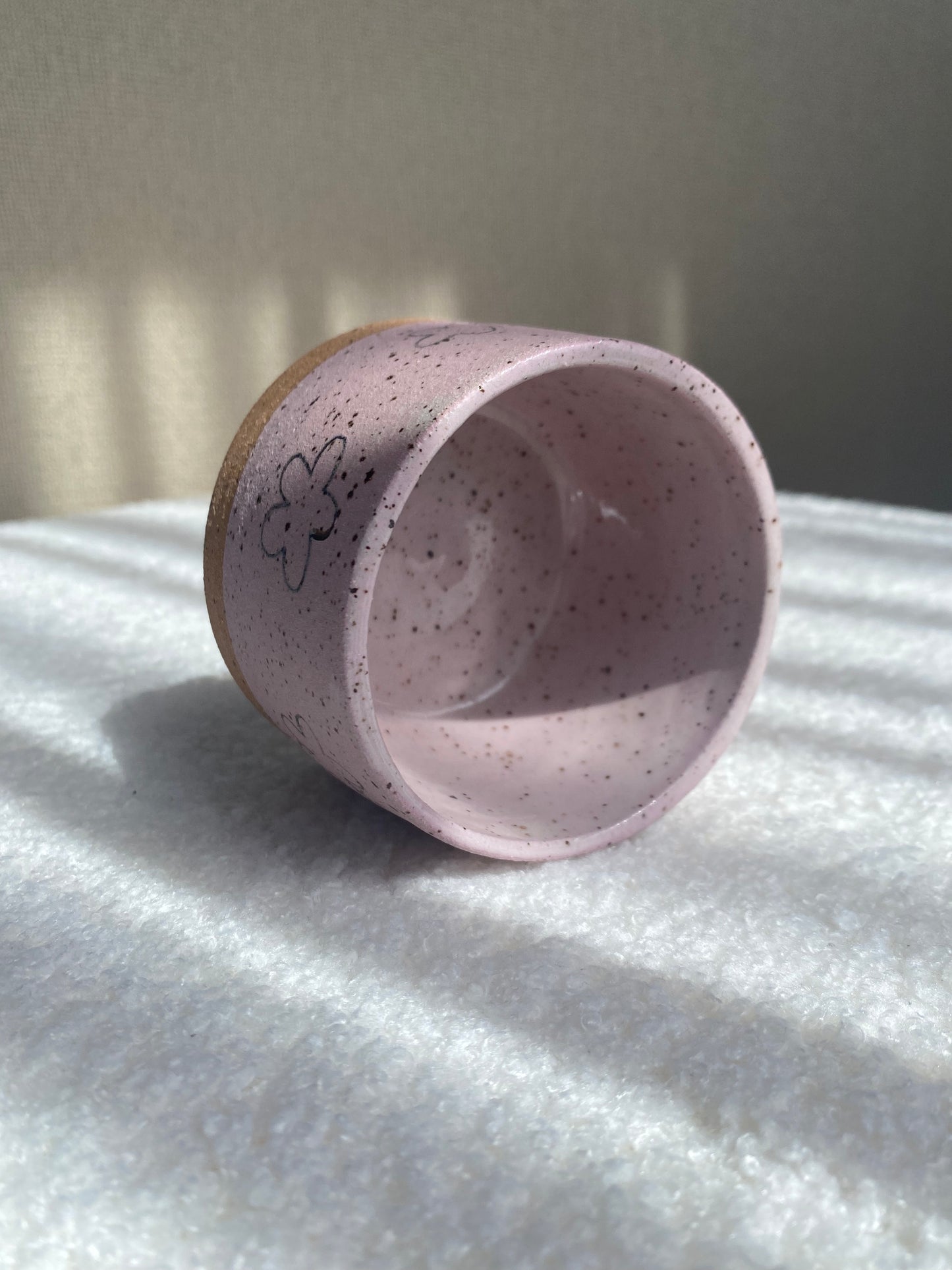 Pink planter with flower doodles