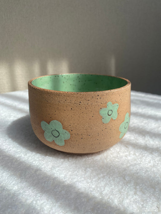 Green flower doodle bowl