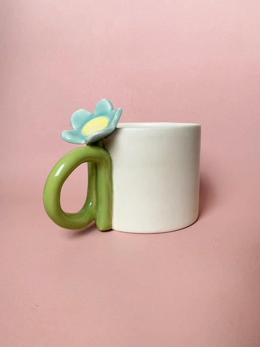 Mug with blue flower handle (option a)