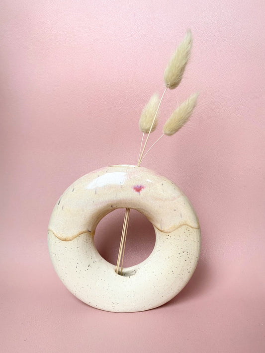 Pink gradient donut vase