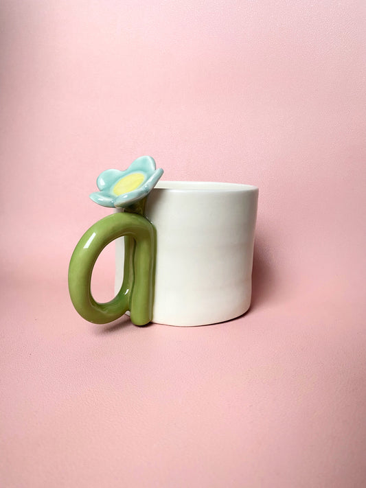 Mug with blue flower handle (option b)