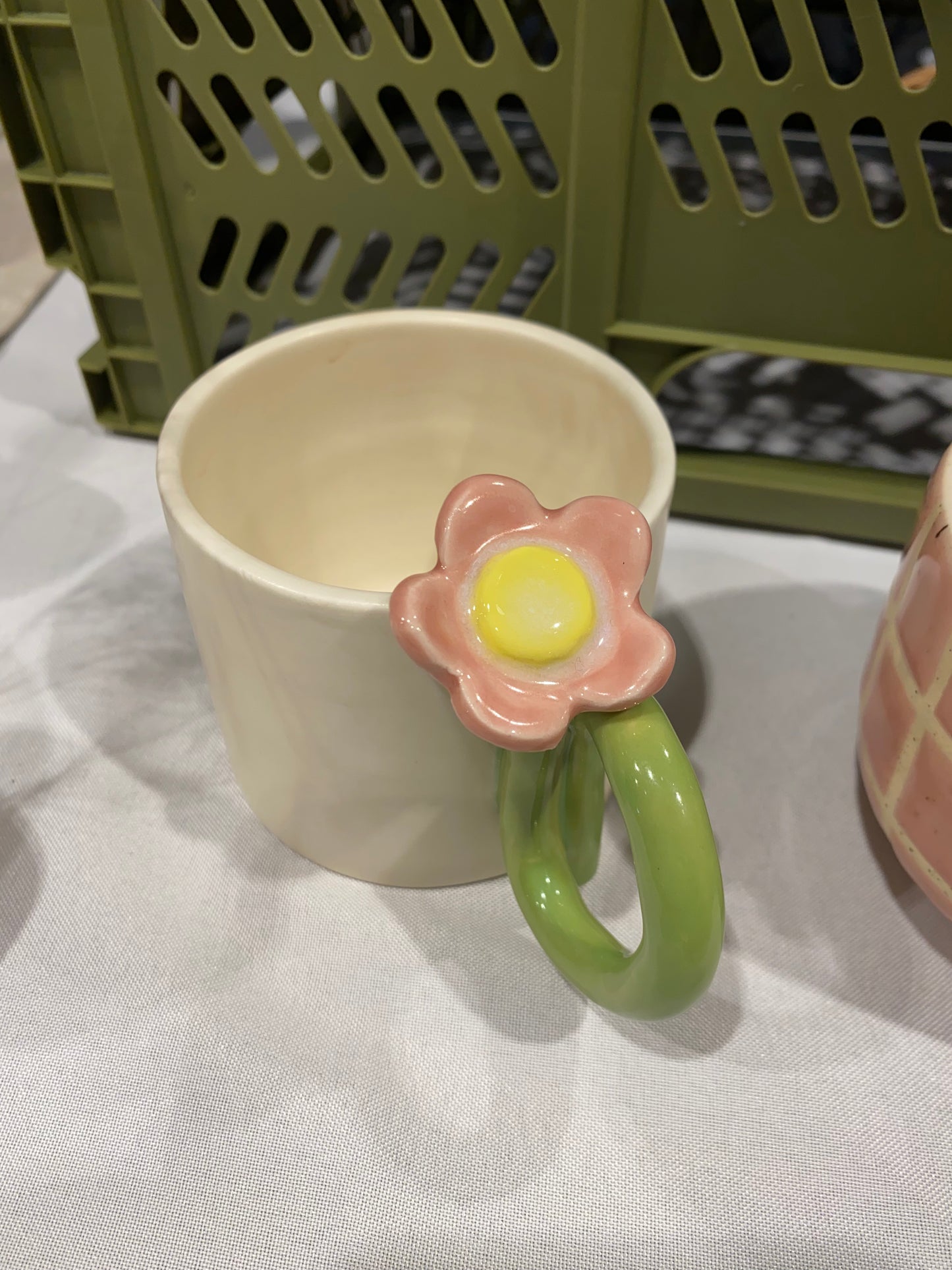 Pink flower mug